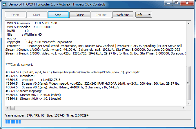 简单的视频转换控件示例程序 - ActiveX FFmpeg OCX Controls